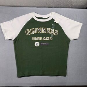 Guinness Ireland Crop Top Green White Short Sleeve Graphic Shirt Juniors Large